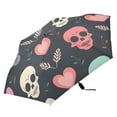 thumbnail image 4 of Compact Sun Umbrella Windproof Travel Umbrellas for Rain Strong Portable UV Protection Skull Head and Leaf, 4 of 8