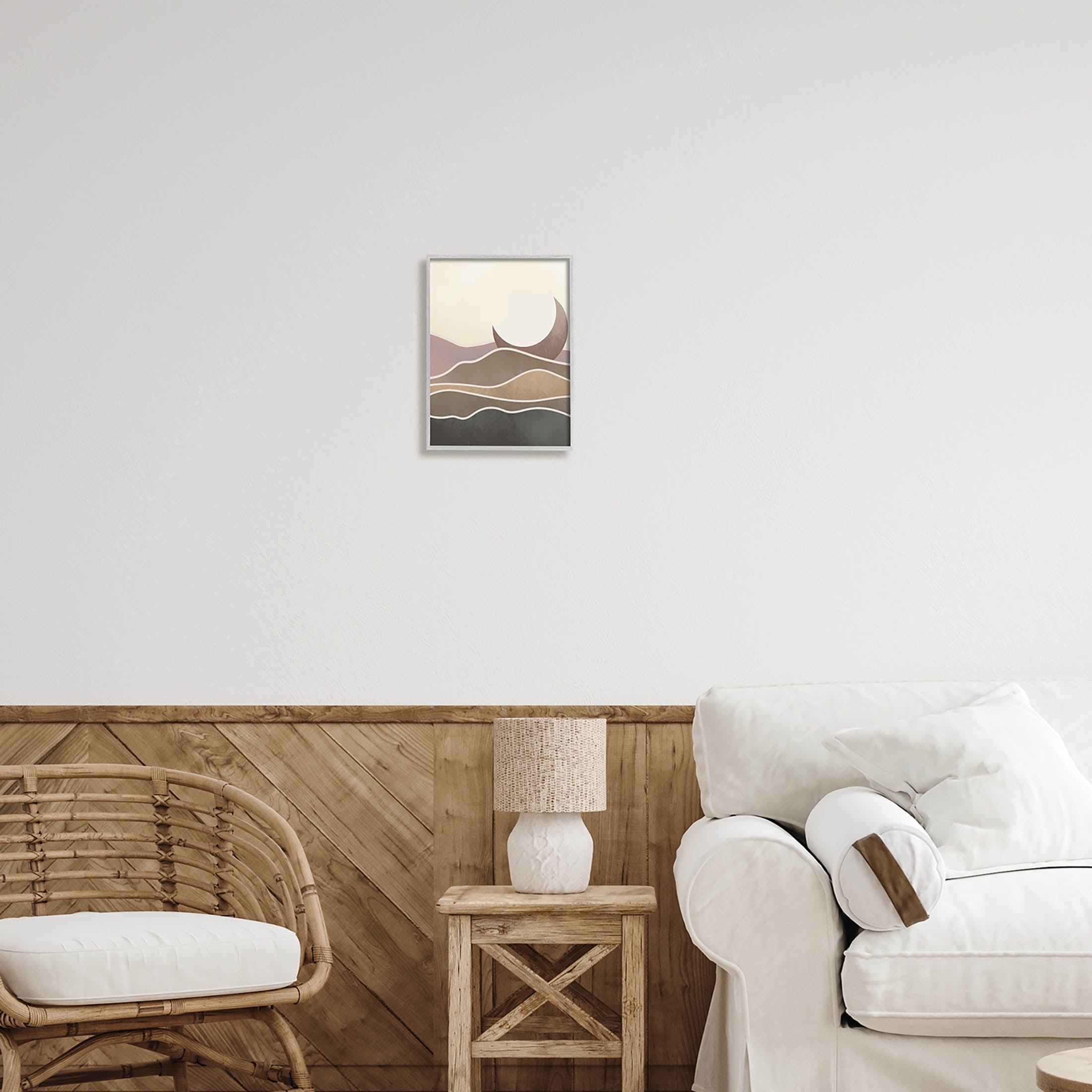 Desert Moon Sand Dunes Scenery Landscape Graphic Art Gray Framed Art Print Wall Art