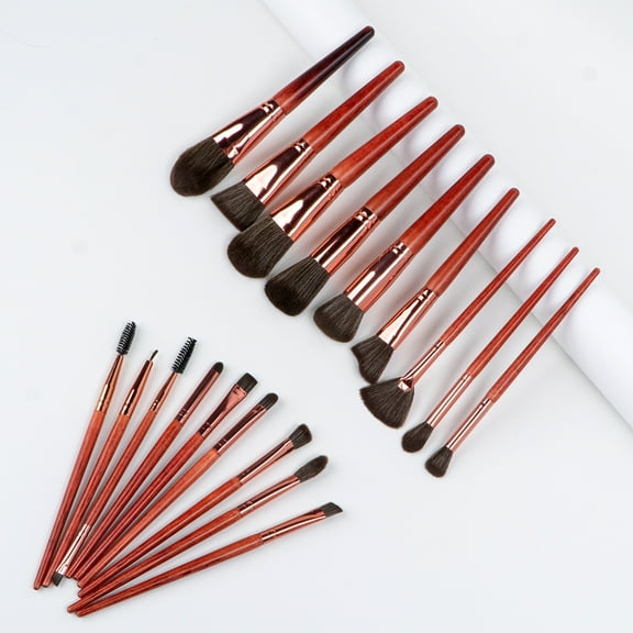 Colliford Makeup Brush Set,18 Pcs Makeup Brushes Kit with Soft Bristle, Travel Makeup Brush Set for Foundation, Concealer, Blush, Nose Contour, Contouring, Eyeshadow and Eyelash (Red)