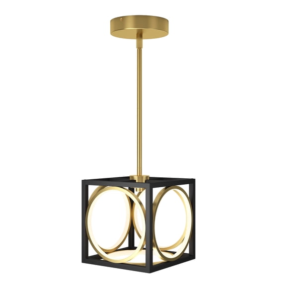 Artika Astoria Integrated LED Geometric Pendant Light Fixture Black and Gold