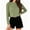 Army green, variant on Women Long Sleeve Crop Tops Loose Crew Neck Drop Shoulder Casual Basic Tees