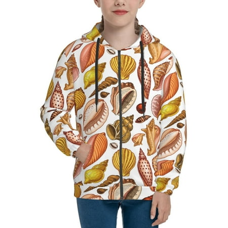 

Hoodies for Teen Girls Boys Conch Shells Print No.9021 Long Sleeve Youth Kids Essentials Zip Up Hoodie Lghtweight Fashion Hoodies & Sweatshirts Jacket Fall Winter Outfits Tops