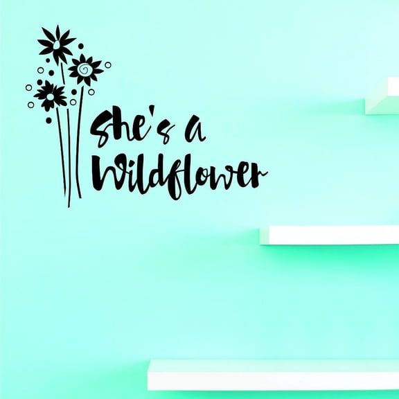Custom Decals Shes A Wildflower Wall Art Size: 12 X 12 Inches Color: Black