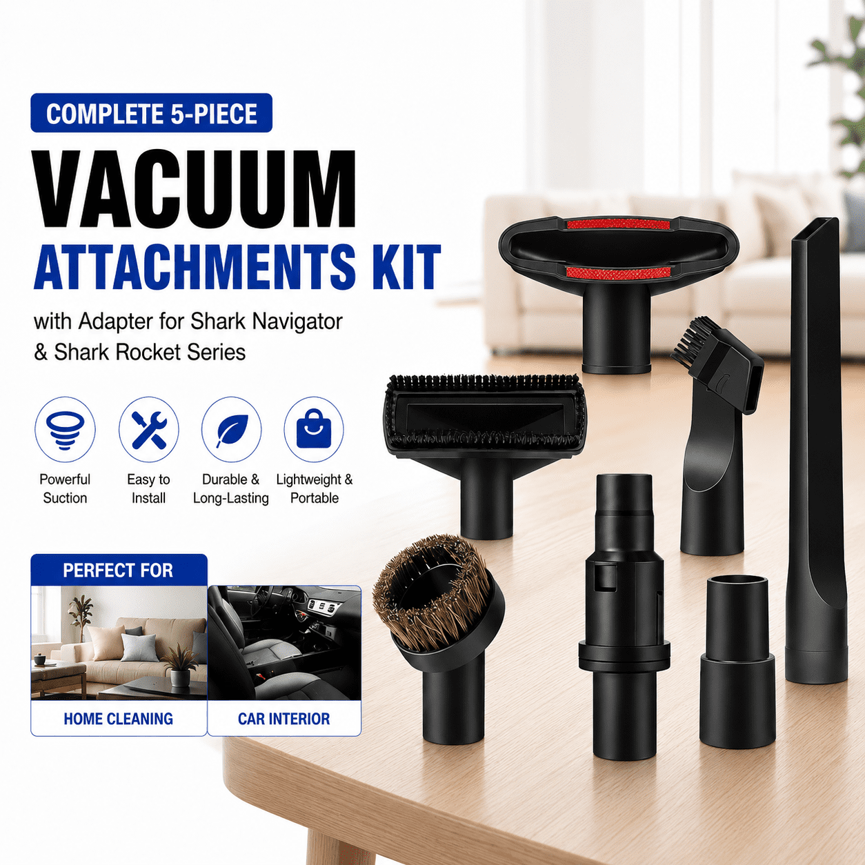 Vacuum Attachments Compatible with Shark Navigator Lift-Away NV360 NV352 NV356E, NV501 & Rocket HV301 HV322 Vacuum, 1 1/4" Accessories Kit with Adapter for Home, Car Interior Cleaning