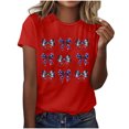 thumbnail image 3 of Camisas de Manga Corta para las Mujeres Moda Casual Impresión Cuello Redondo Suéter Tee Blusas, 3 of 7