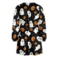 thumbnail image 5 of Yuyamidu Halloween Dresses for Women Pumpkin V-Neck Elastic Waist Dress Casual Long Sleeve A-line Dress Size S Ghost Flowy Swing Dresses Soft Fall Homecoming Dresses, 5 of 7