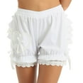 thumbnail image 1 of TiaoBug Womens Vintage Layered Pantaloons Ruffled Lace Trim Bloomers Loose Pumpkin Shorts White L, 1 of 7