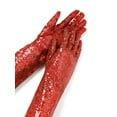 thumbnail image 2 of Miutii Womens Shiny Sequin Mesh Long Gloves Elbow Length Glitter Long Gloves Wedding Opera Evening Red One Size, 2 of 5