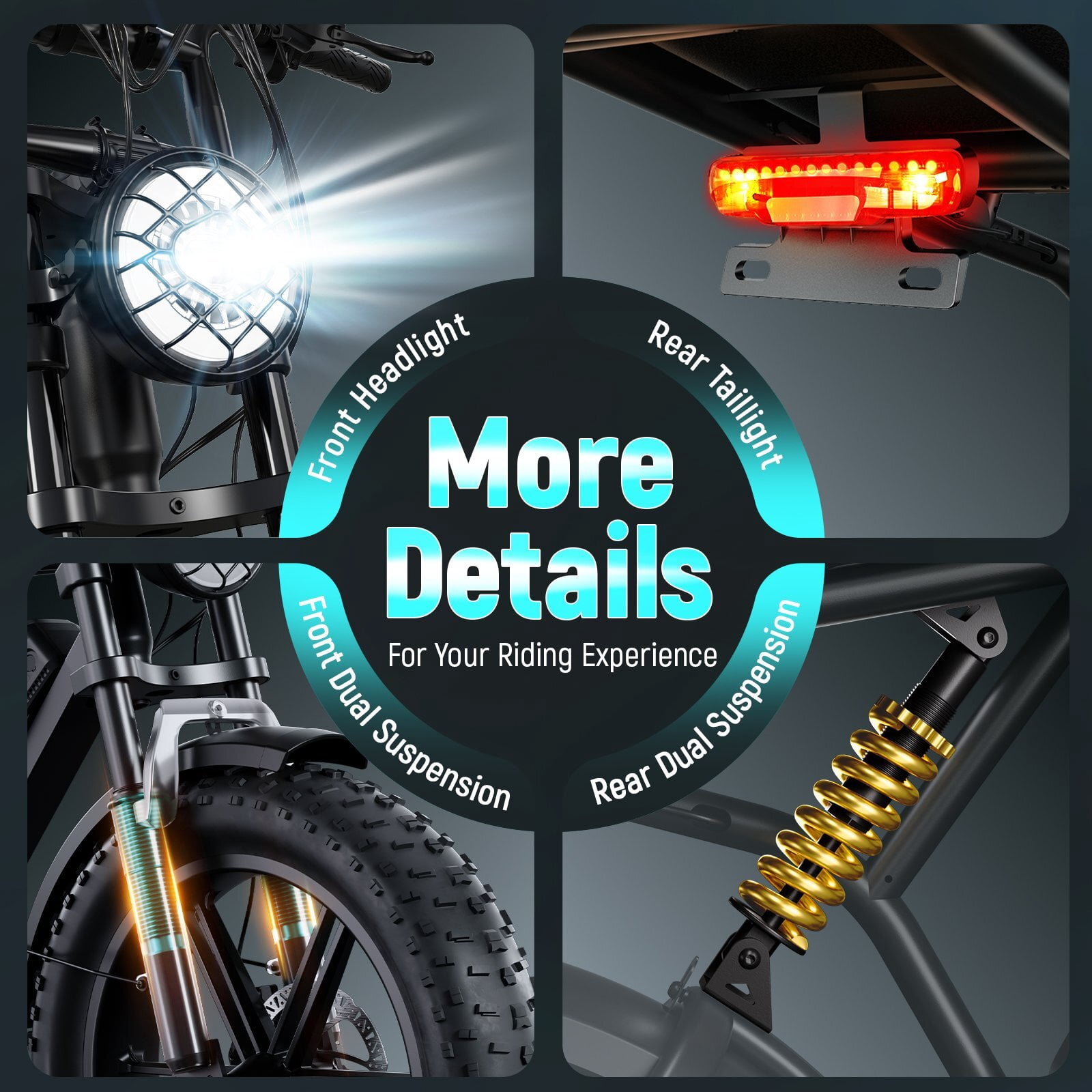 TST Electric Bike for Adults, 750W Motor, 20"x4" Fat Tire, 20Mph Speed EBike, Full Suspension E Mountain Bike, 48V/15AH, UL2849