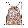 thumbnail image 1 of Saiise Leopard Brown Pattern Sports Drawstring Backpack - String Swim Gym Bag with Wet Proof Pocket for Women&Men-Small, 1 of 6