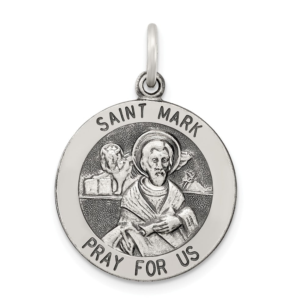 Solid 925 Sterling Silver Antiqued-Style Saint Anthony Medal 20mm x 25mm 