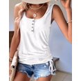 thumbnail image 4 of Womens U Neck Tank Tops Summer Sleeveless Loose Button Casual Henley Shirts White L, 4 of 9