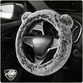 thumbnail image 6 of Auto Drive Gray Fluffy Pom-Pom Ears Steering Wheel Cover, 6 of 9