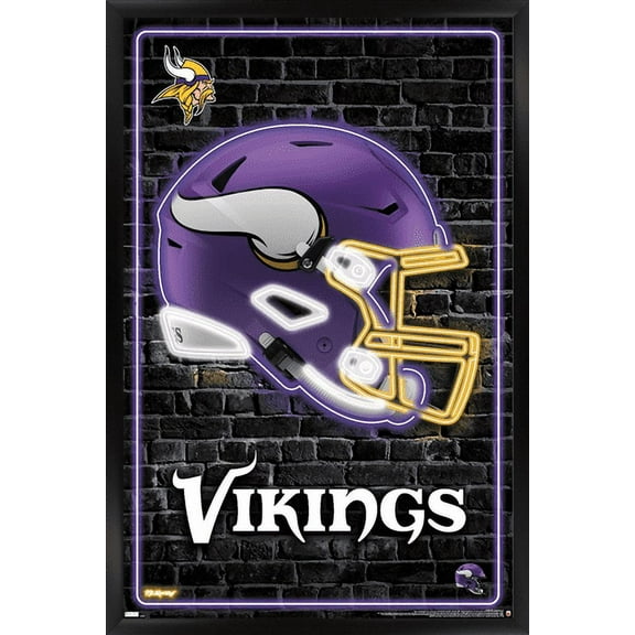 NFL Minnesota Vikings - Neon Helmet 23 Wall Poster, 14.725" x 22.375" Framed