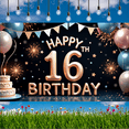 thumbnail image 5 of Colorful Balloon Birthday Banner Decorative Cake Stars Happy 16th Celebration for Birthday Party Teenage Event Kids Gathering, 5 of 8