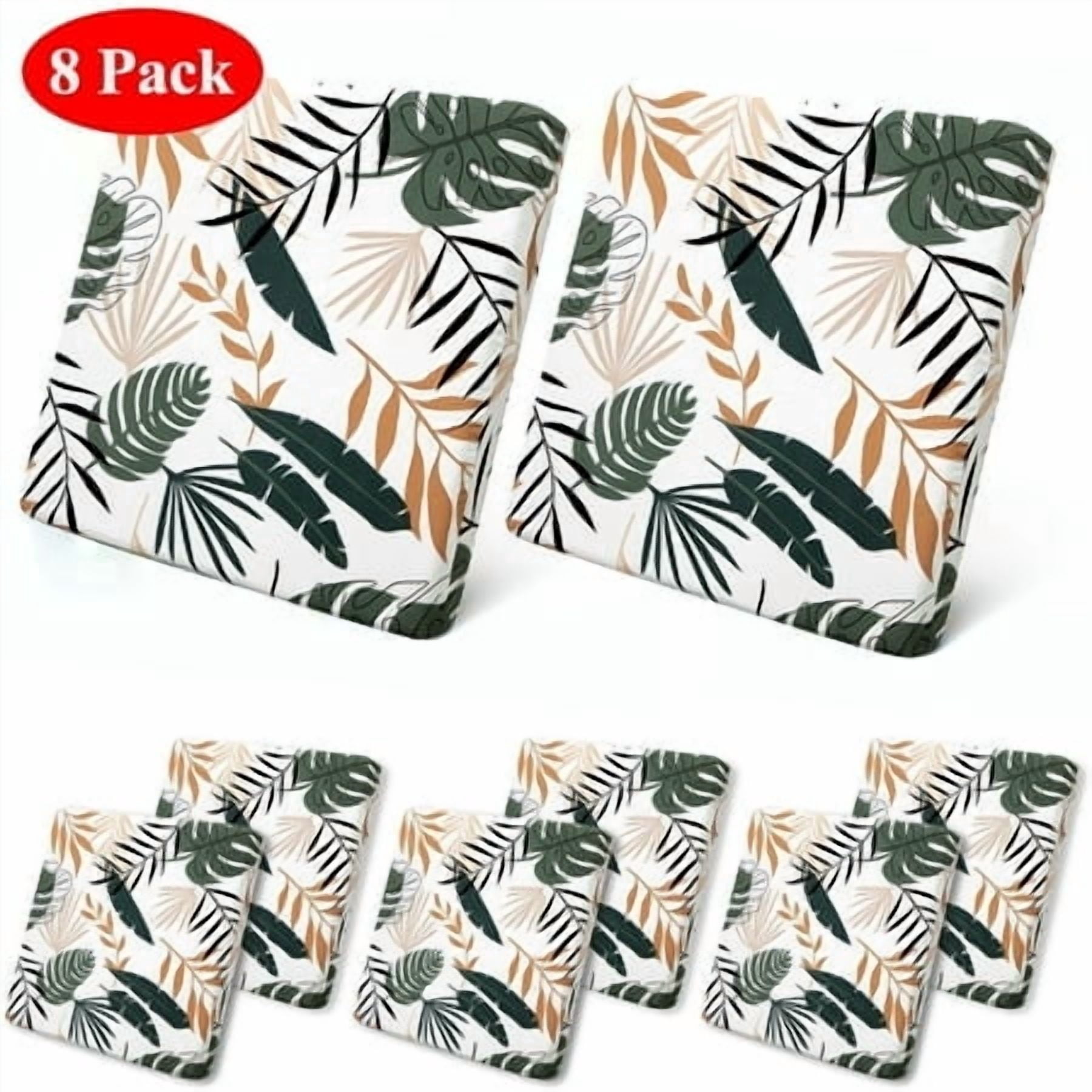 SHANNA 8 Pack Printed Patio Stretch Sofa Cushion Covers, Floral Pattern Outdoor Sofa Cushion Covers, Replacement Washable Couch Chair Cushion Covers Porch Patio Furniture Protector