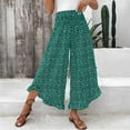 thumbnail image 2 of Lenpel Wide Leg Pants for Women Loose High Waisted Ruffle Hem Printed Cropped Palazzo Pants Summer Casual Trousers, 2 of 6