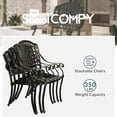 thumbnail image 3 of SOCIALCOMFY 5-Piece Outdoor Patio Dining Set, All-Weather Cast Aluminum Furniture Conversation Set, Include 4 Cushioned Chairs and a 35.4” Round Table with Umbrella Hole for Balcony, Lawn, Navy Blue, 3 of 7