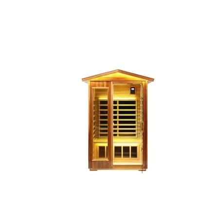 Two Person Far Infrared Outdoor Sauna Natural Wood Solid Wood
