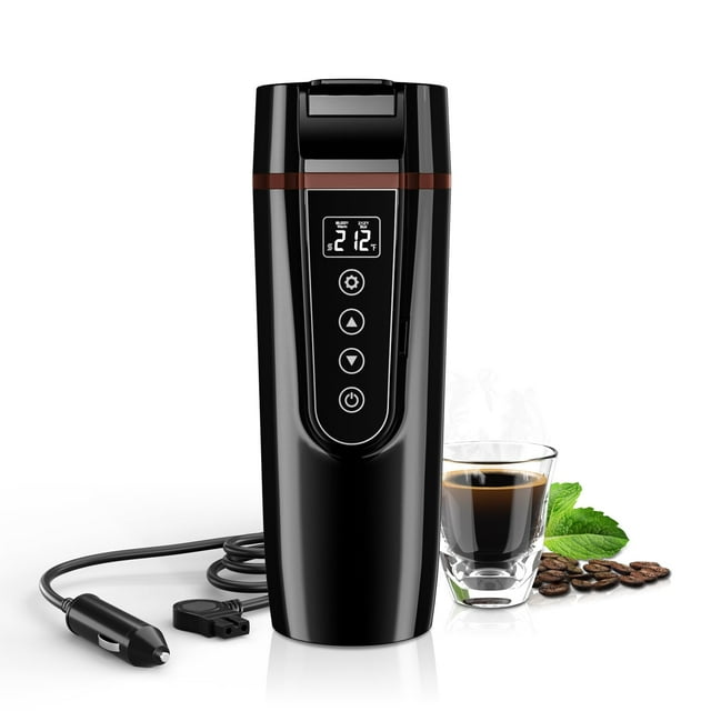 Hervidor eléctrico para coche FVPE, 400 ml, 12 V/24 V, negro