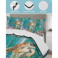 thumbnail image 4 of Quilts Twin Size Bedding Set, Turtle Coastal Lightweight Quilted Comforter, Summer Beach Coral Seahorse Green Wooden Retro Soft Bedspread Coverlet with Pillow Covers for All Season, 68" x 86", 4 of 7