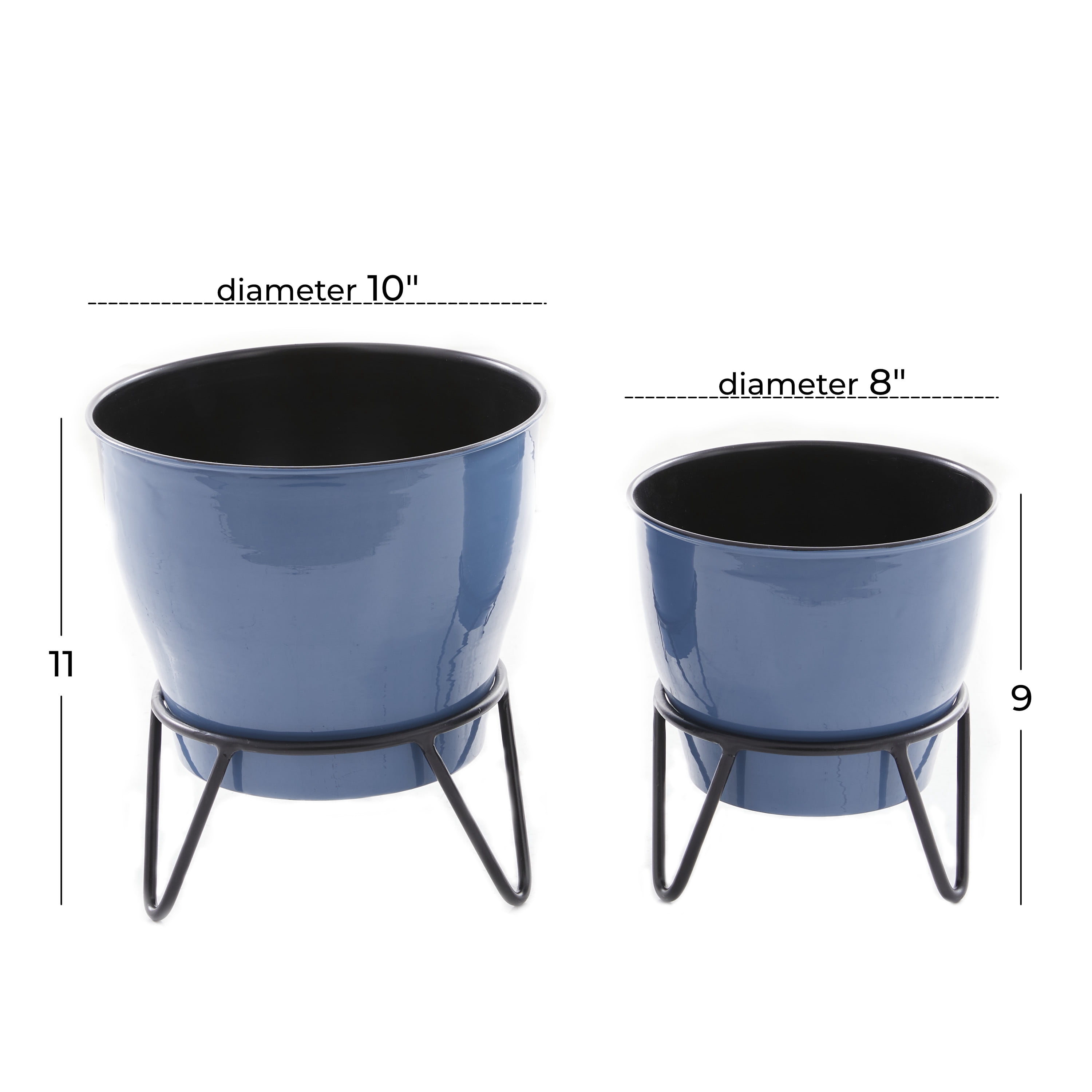 DecMode 11", 9"H Blue Metal Planter (2 Count)