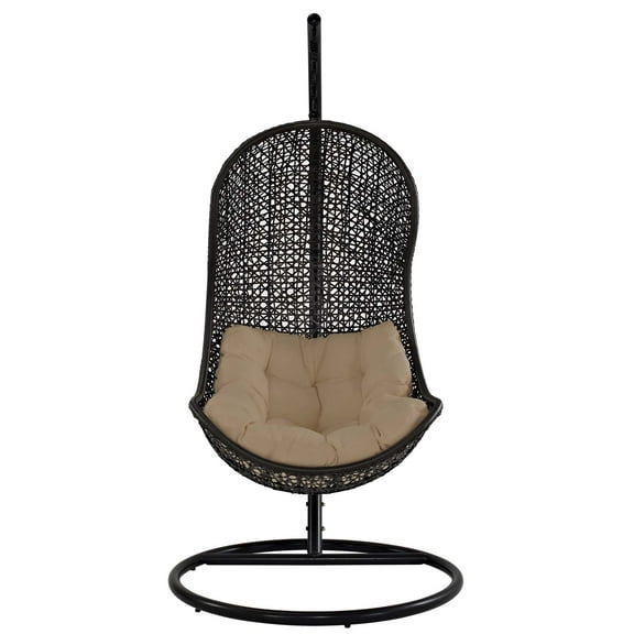 Modern Contemporary Outdoor Patio Rattan and Wicker Swing Lounge Chair White