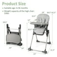 thumbnail image 2 of INFANS Baby High Chair, Convertible Quick Folding Portable Highchair for Babies and Toddlers with Adjustable Height Backrest Footrest 2 Wheels Removable Tray, Easy to Clean PU Seat, 2 of 9