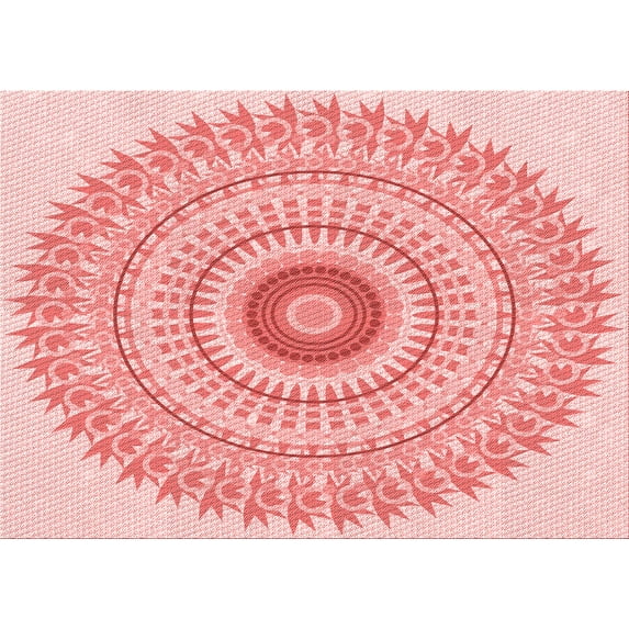 Ahgly Company Machine Washable Indoor Rectangle Transitional Red Area Rugs, 7' x 10'
