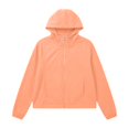 thumbnail image 4 of Women Cropped Lightweight Hooded Windbreaker Jacket, Packable Breathable Full Zip Sun Protection Outerwear for Spring Summer Outdoor Daily (Orange/L), 4 of 4