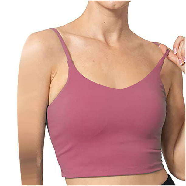 Women's Ribbed Knit Camisole Built in Bra Wireless Seamless Support Strappy  Padded Yoga Bras Short Cami Tank Top Dark Gray : : Clothing, Shoes  & Accessories