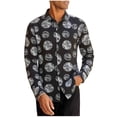 thumbnail image 2 of Zysthvn Vacation Men Shirts Fall Casual Long Sleeve Men Tee Shirts Comfy Printed Turn Down Collar Button Stretch Tops, 2 of 9