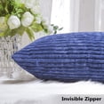 thumbnail image 4 of Striped Decorative Corduroy Velvet Large Euro Sham Set of 2 60x60 cm Couch Throw Pillow Cover for Bed, 24 x 24 inch, Navy Blue, 4 of 14
