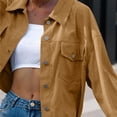 thumbnail image 6 of Hinvhai Women's Corduroy Jacket Fashion Cropped Jackets Button Down Shacket Long Sleeve Outerwear with Flap Pockets Khaki XXL(XXL), 6 of 7