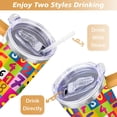 thumbnail image 5 of 40oz Colorful Math Numbers Seamless Stainless Steel Flip Straw Tumbler Spill Proof Travel Cup Double Wall Vacuum Insulated Coffee Mug with Handle, 5 of 6