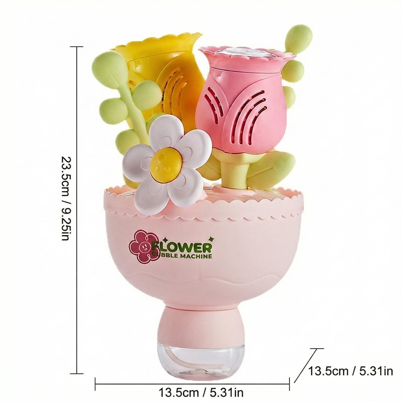 Bouquet Bubble Machine, Rechargeable Flower Bubble Blower with Automatic Bubble Output, Handheld Plastic Bubble Maker for Wedding Party Festival Event (White)