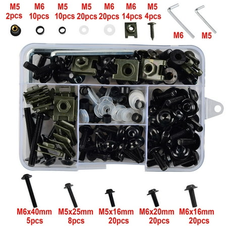 

✪ 155 Pcs/Set M6 M5 Motorcycle Fairing Bolts Kit Bodywork Fastener Clip Screws Nut