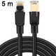 thumbnail image 1 of Cable Ethernet Cat 8, cable de conexión 26 AWG 40 Gbps 2000 Mhz, cable RJ45 de red LAN Cat8 de alta velocidad para trabajo pesado, en pared, exterior, resistente a la intemperie para enrutador, módem, 1 of 8