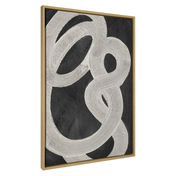 Kate and Laurel Sylvie Japandi 20 Black Beige Framed Canvas Wall Art by Rocket Jack, 31.5x41.5 Natural, Modern Abstract Art for Wall