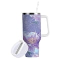 thumbnail image 2 of 40 oz Tumbler With Handle Stainless Steel Insulated Tumbler With Lid for Car Cup Holder Light Purple Peony, 2 of 9