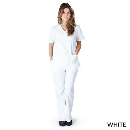 

NATURAL UNIFORMS - FREE SHIPPING WOMEN SOLID MOCK WARP TIE BACK SCRUB SET