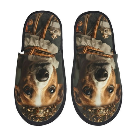 Balery Modern Cute Dog Slient Indoor Furry Fleece Comfort House Shoes Soft Non-Slip Home Shoes Cotton slippers House Slippers-- Large