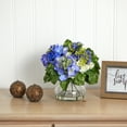 thumbnail image 4 of Nearly Natural Mixed Hydrangea Artificial Flowers with Vase, Blue, 4 of 5