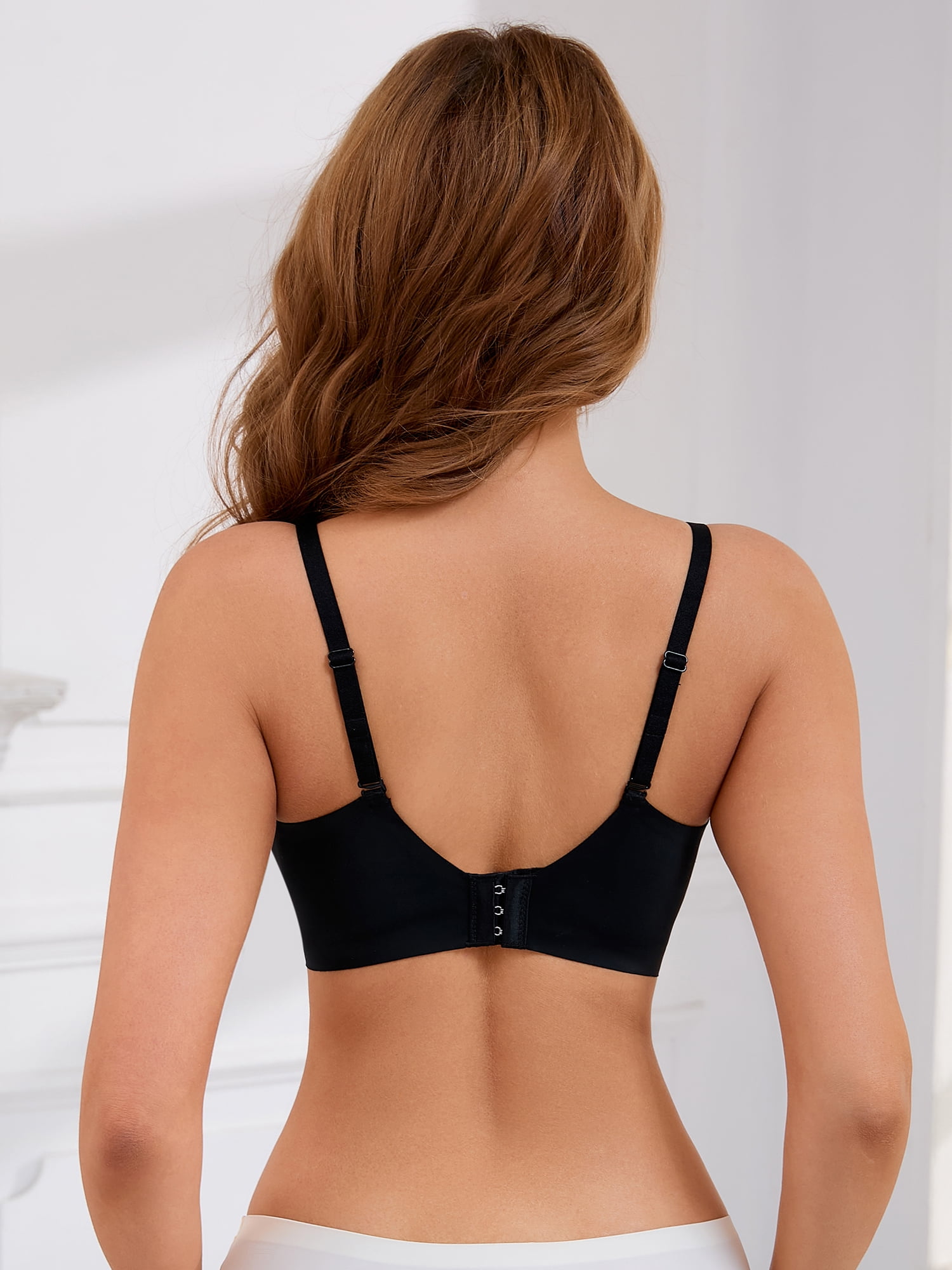Unique Bargains Women's Front Cross Soft Underwire Bras Training Minimizers B 36 Black