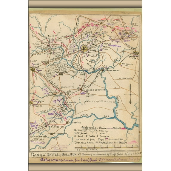 24"x36" Gallery Poster, Map Plan of 2nd battle of Bull Run, Virginia