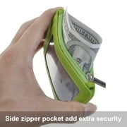 Muka ID Badge Holder with Zip, 2-Sided Vertical PU Leather with Zipper Pocket and Leather Lanyard-Blue