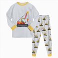 thumbnail image 3 of KPOPLK 2-8 Years Toddler Boy 2 Pcs Pjs Fall Boy Long Sleeve Cotton Graphic Tee Top and Pants Sleepwear Outfit Set,Size 3-4 Years, 3 of 9