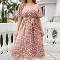 thumbnail image 2 of DJskiyers Summer Midi Dresses For Women Floral Plus Size Dresses V Neck Sundress Fashion Empire Waist Dress Short Sleeve Boho Dress, 2 of 8