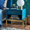 MoDRN Neo Luxury Dylan Nightstand with USB, Sea Blue