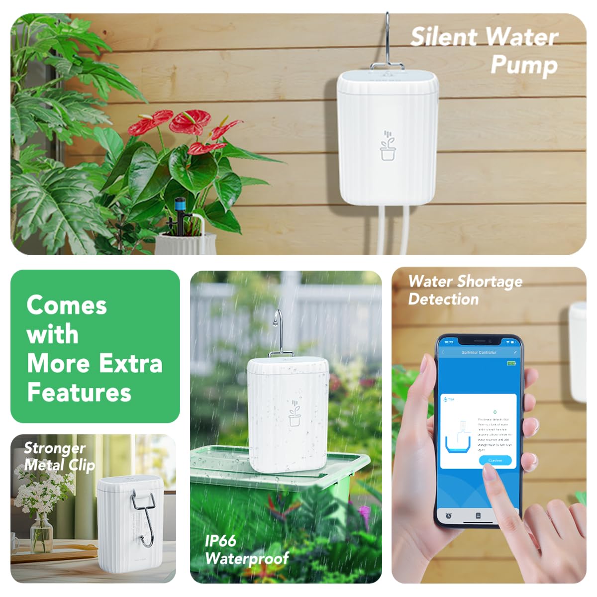 GreenVation WiFi Automatic Plant Watering Kit, 10-Zone Sprinkler Timer, Indoor/Outdoor Irrigation System for Garden, 1-Pack